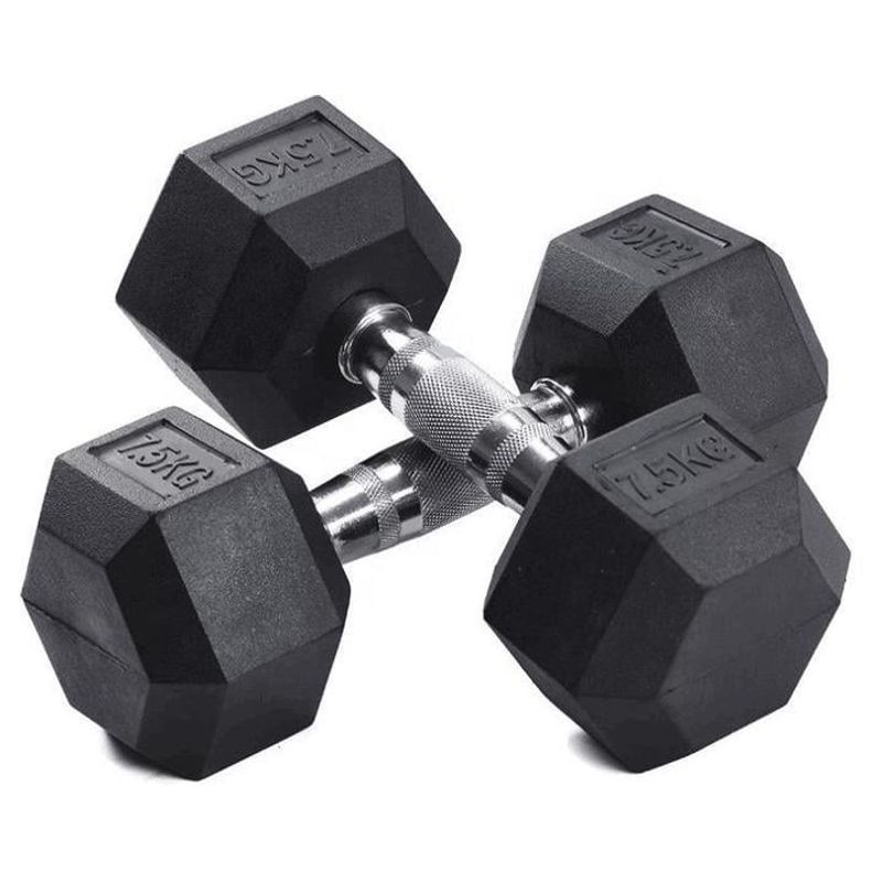 GENERICO - PAR Mancuerna Hexagonal Crossfit Funcional 7,5 Kg PAR