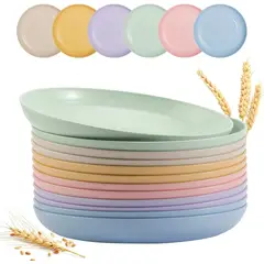 KUANGYE - Pack De 15 Platos Plásticos Reutilizable Colores Surtidos