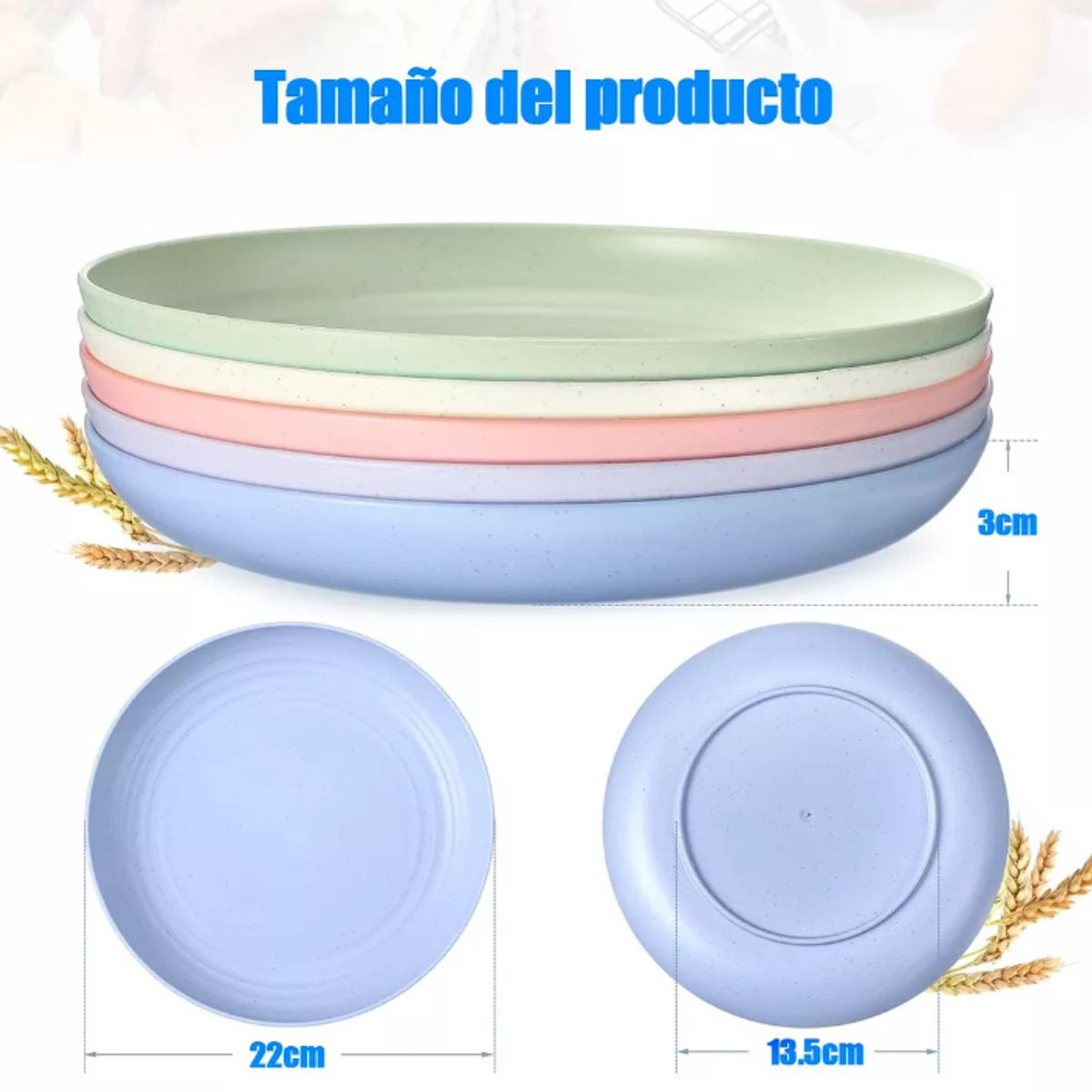 KUANGYE - Pack De 15 Platos Plásticos Reutilizable Colores Surtidos