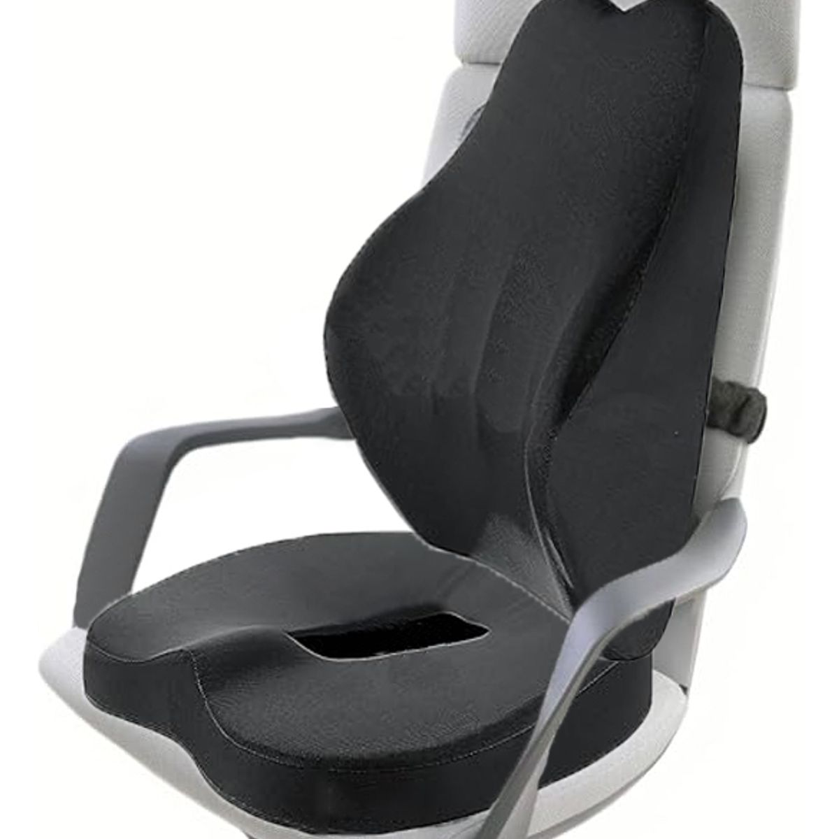 EVERSO - Cojin Asiento Con Soporte Respaldo Lumbar Para Sillas Kit Negro