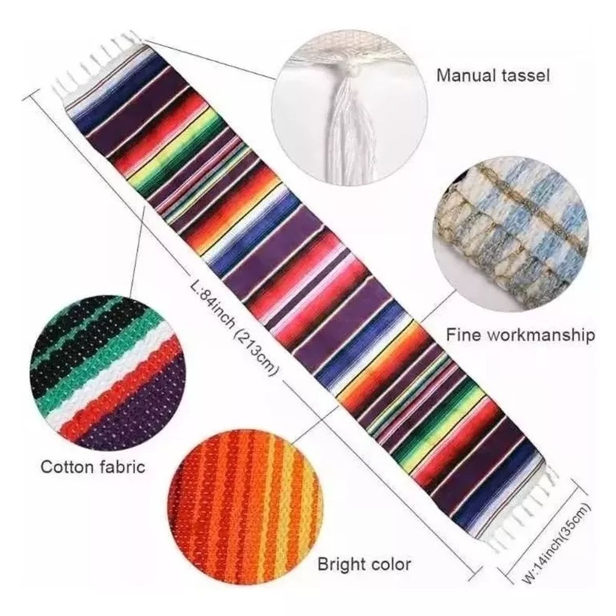 KUANGYE - Mantel Mexican Blankets Para Mesa Decorativa Estilo Mexicano