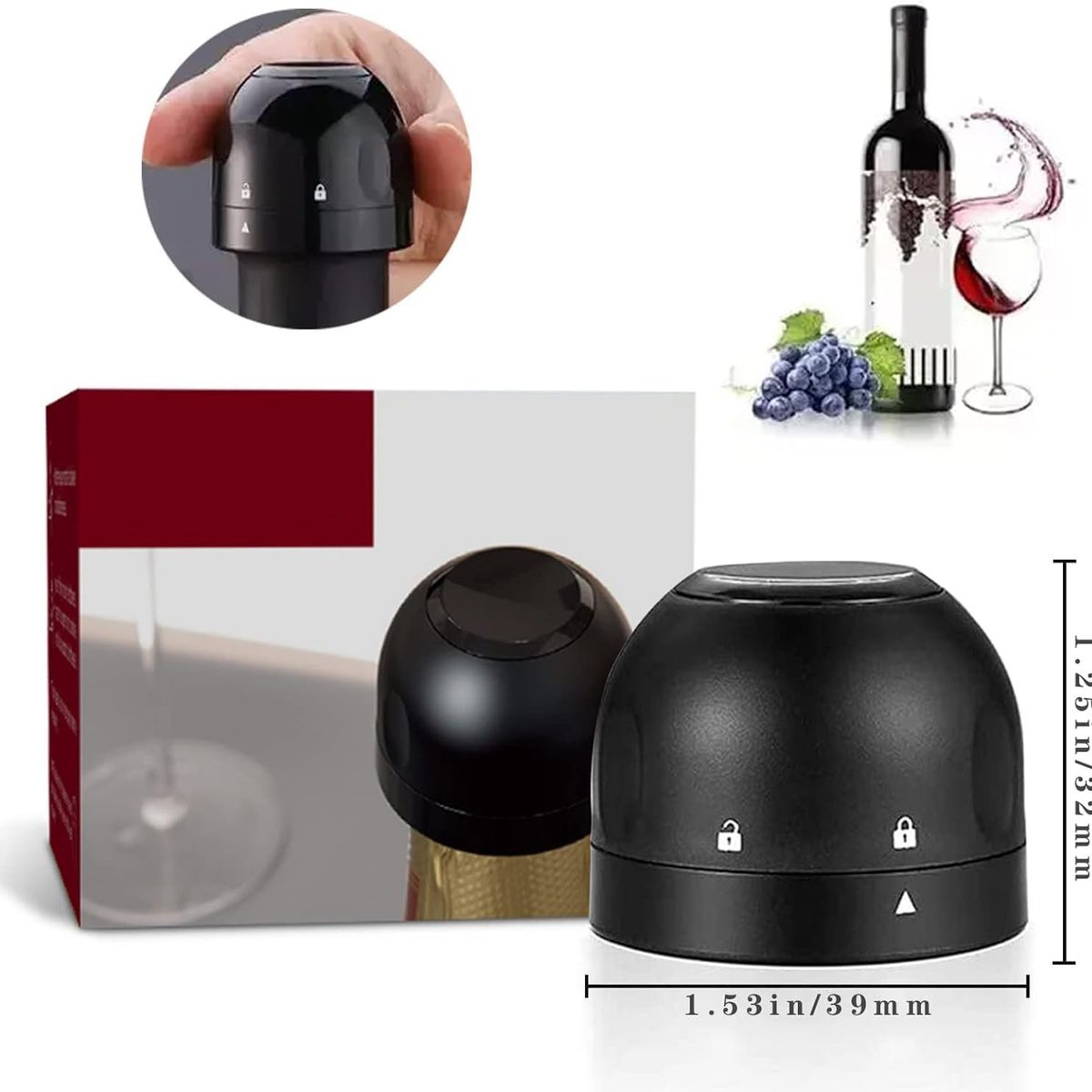 KUANGYE - ×3 Tapa Vino Tapón Al Vacío Champagne Espumante Champaña