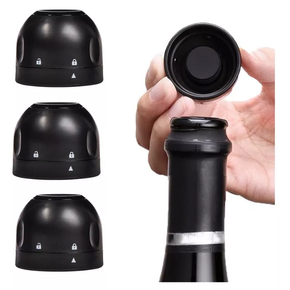 KUANGYE - ×3 Tapa Vino Tapón Al Vacío Champagne Espumante Champaña