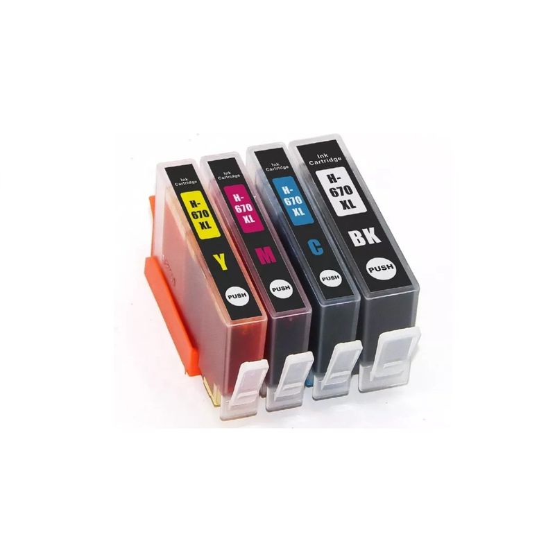 GENERICO - Pack 4 Tintas Compatibles 670xl B/c/m/y 3525 4615 4625 5525