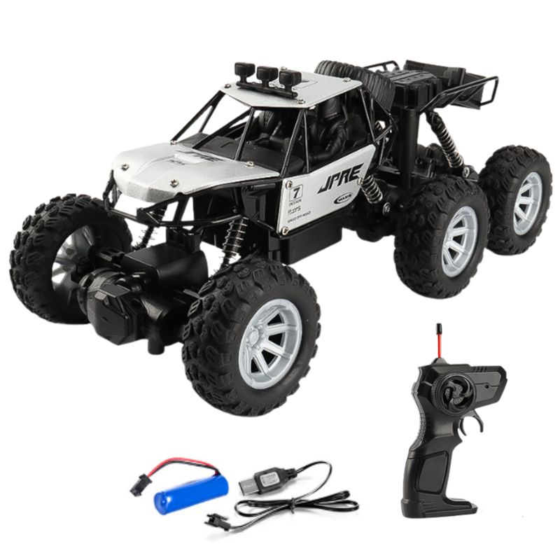 GENERICO - Auto A Control Remoto Metal 4x4 Off Road 6 Ruedas Recargable Plateado