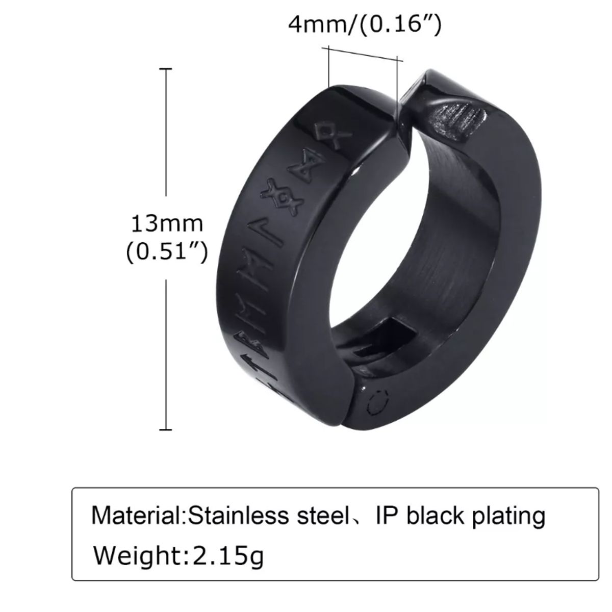 GENERICO - Pack 2 Pares Aros Runas Vikingas Piercing Falso A Presión