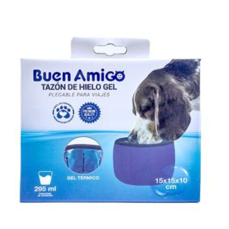 GENERICO - Bebedero Tazon Gel Refrescante 295ml Para Mascotas Plegable