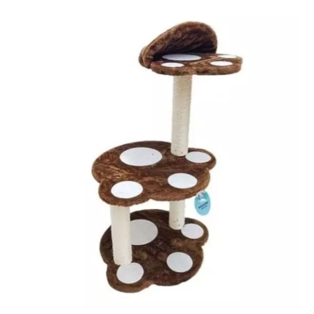 GENERICO - Rascador Para Gatos Diseño Huella Plataforma Elevada Marron