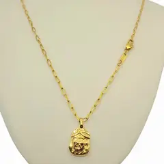 GENERICO - Cadena ORO 18K Laminado Tejido Clip con Rostro de Cristo