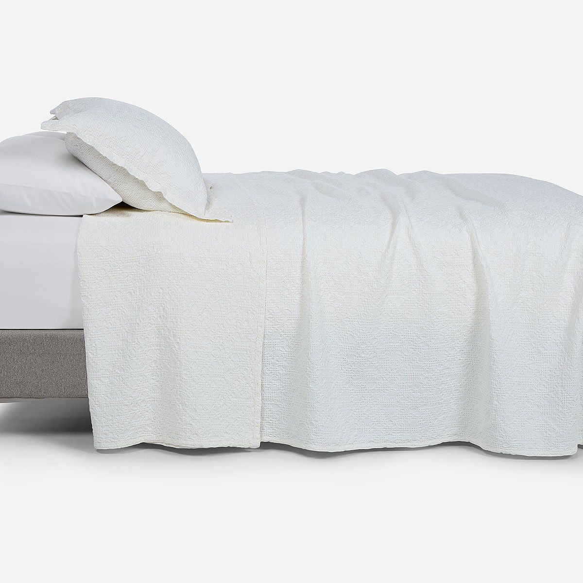 ROSEN - Colcha Algodón Textura Harbor Blanco Crudo King