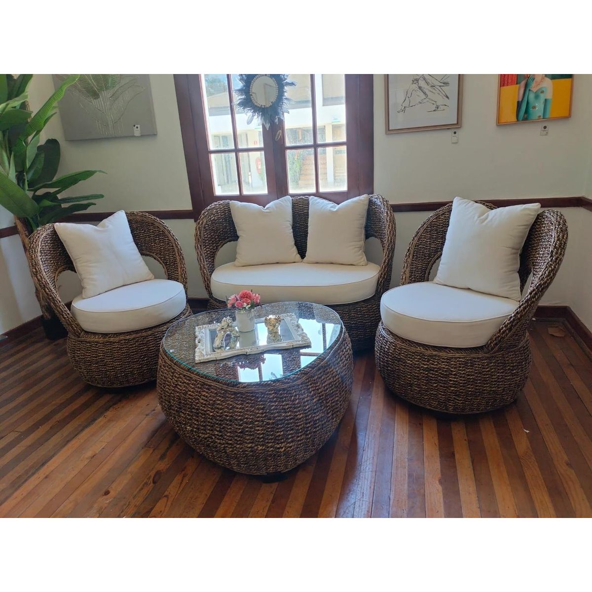 TERRA ESTILO - Juego de terraza de rattan natural Ubud