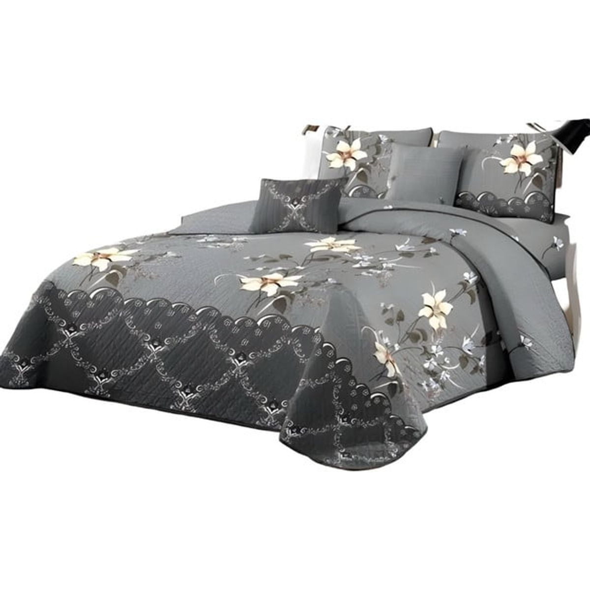 GENERICO - CUBRECAMA QUILT MAS JUEGO DE SABANAS KING