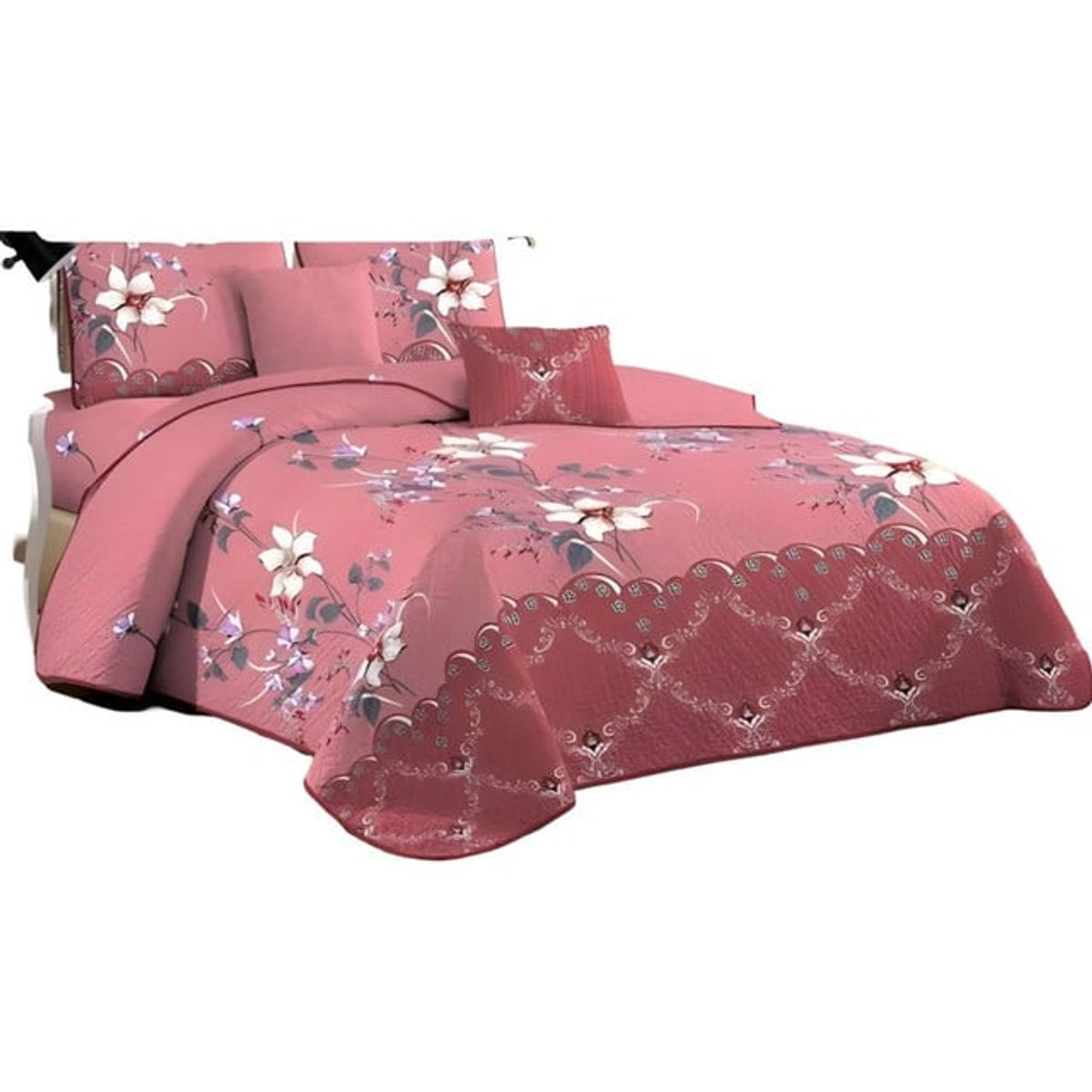 GENERICO - CUBRECAMA QUILT MAS JUEGO DE SABANAS KING