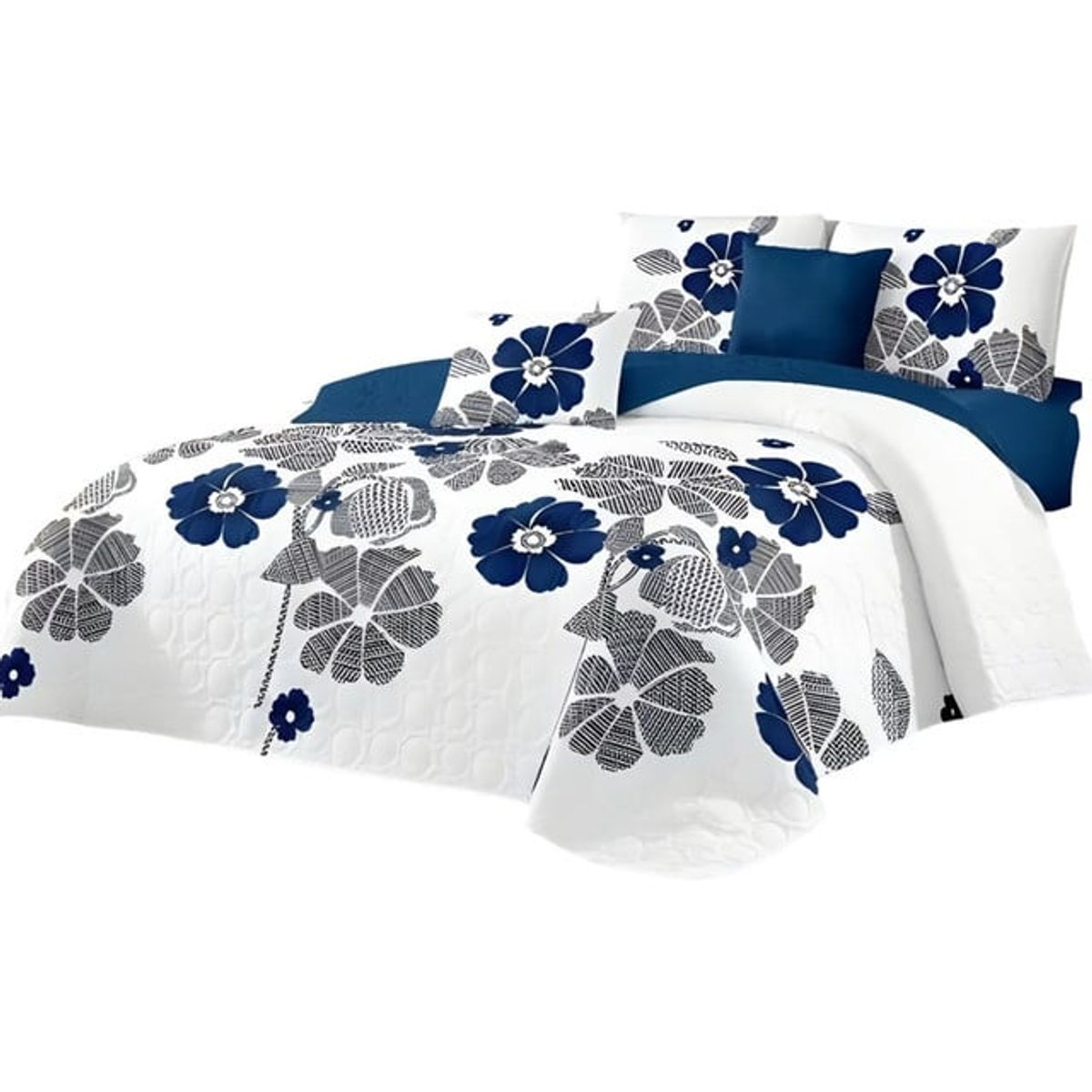 GENERICO - CUBRECAMA QUILT MAS JUEGO DE SABANAS KING