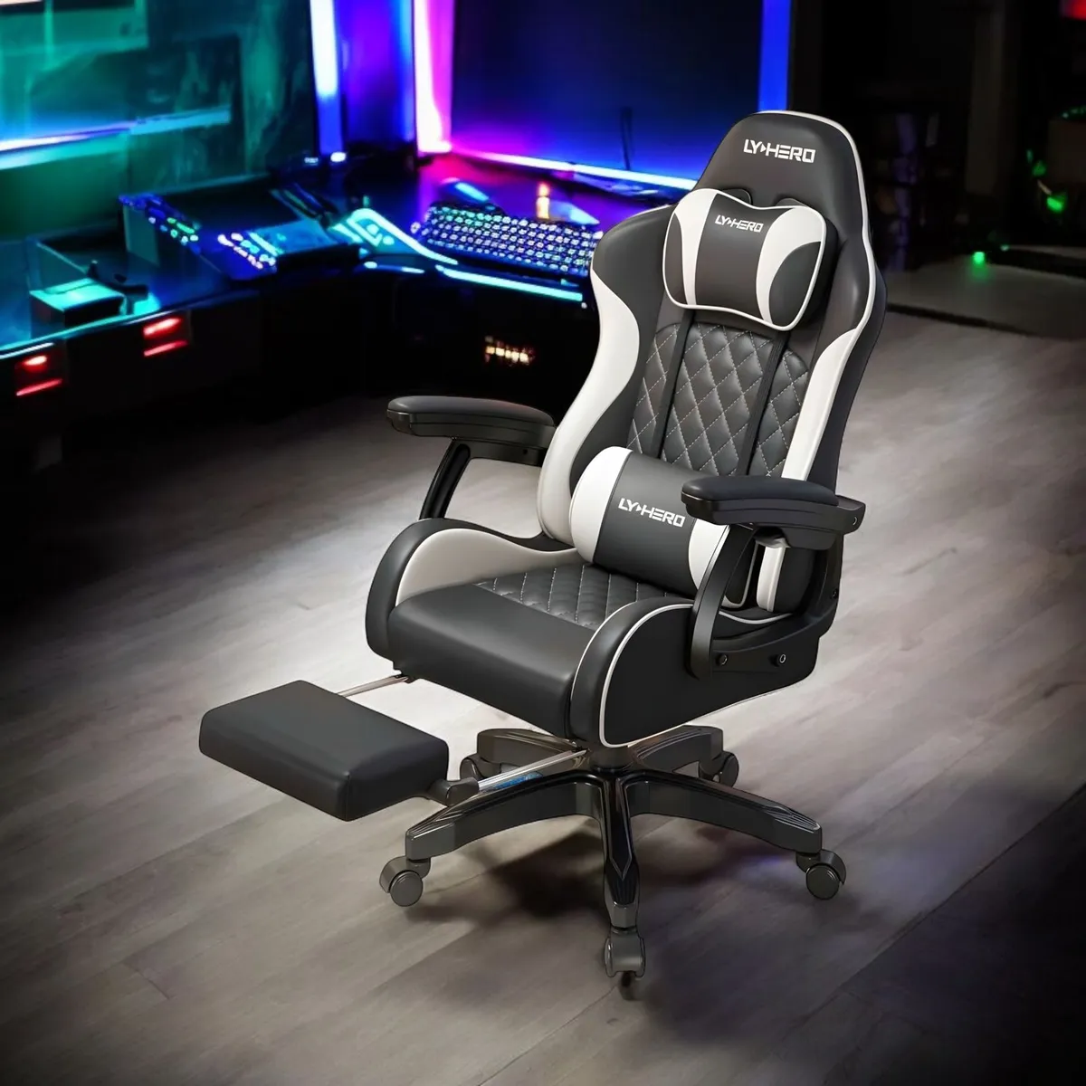 LUBABYCAS - Silla Gamer Ergonomica Reclinable Reposapies Negra