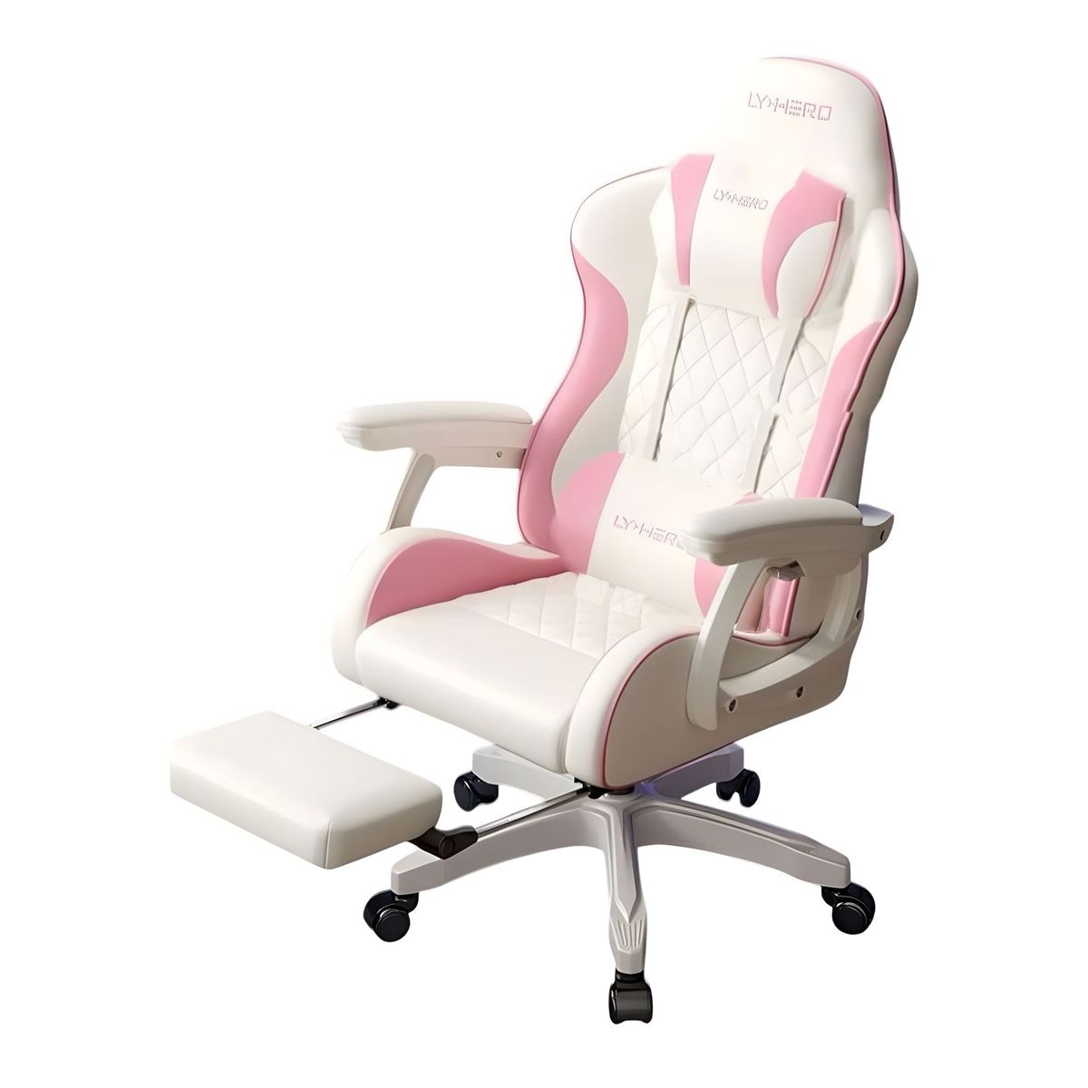 LUBABYCAS - Silla Gamer Ergonómica Reclinable Reposapies Rosada