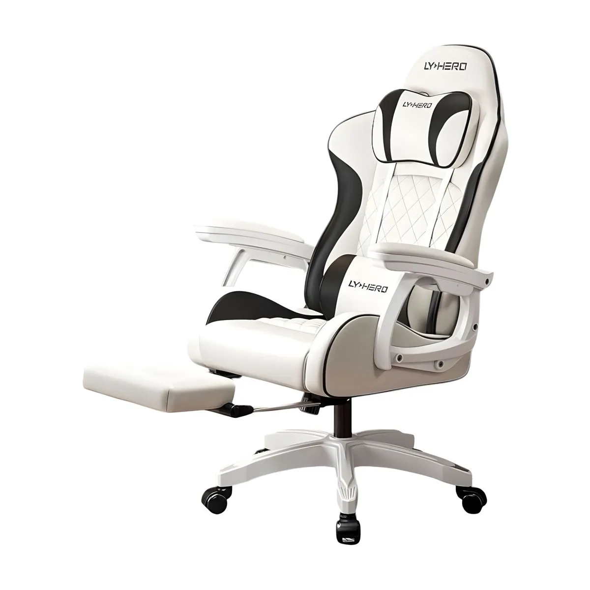 LUBABYCAS - Silla Gamer Ergonómica Reclinable Reposapies Blanca