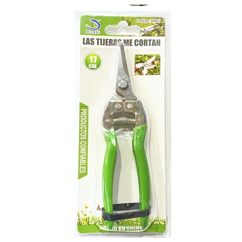 GENERICO - Tijera De Jardin 17 cm Resorte Retorno Mango Antideslizante