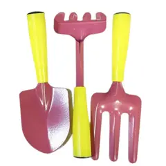 GENERICO - Mini Set De Herramientas De Jardin Con Mango Amarillo Y Rosa