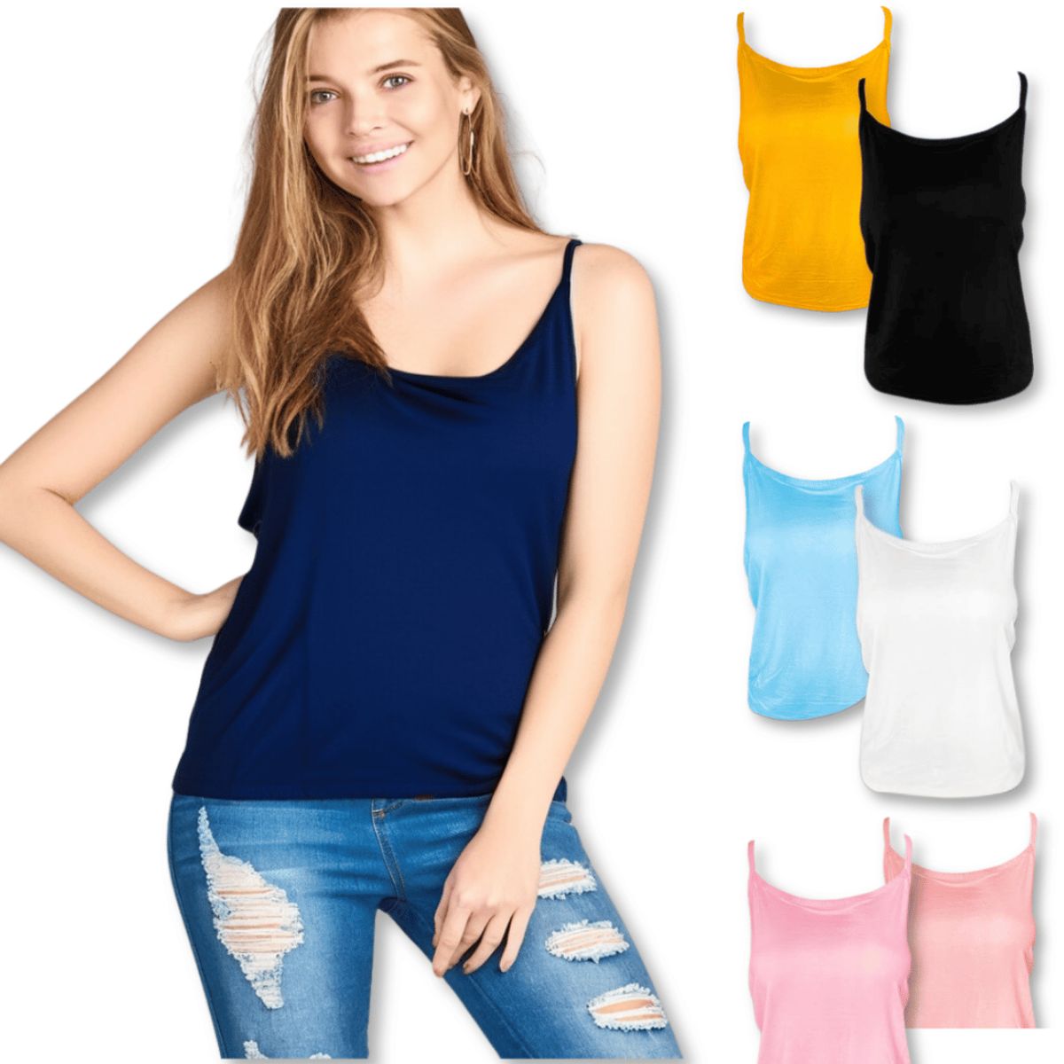 UTILISIMO - Pack 3 Poleras Mujer Sin Mangas Fibra Bambú Pabilo Colores Surtidos
