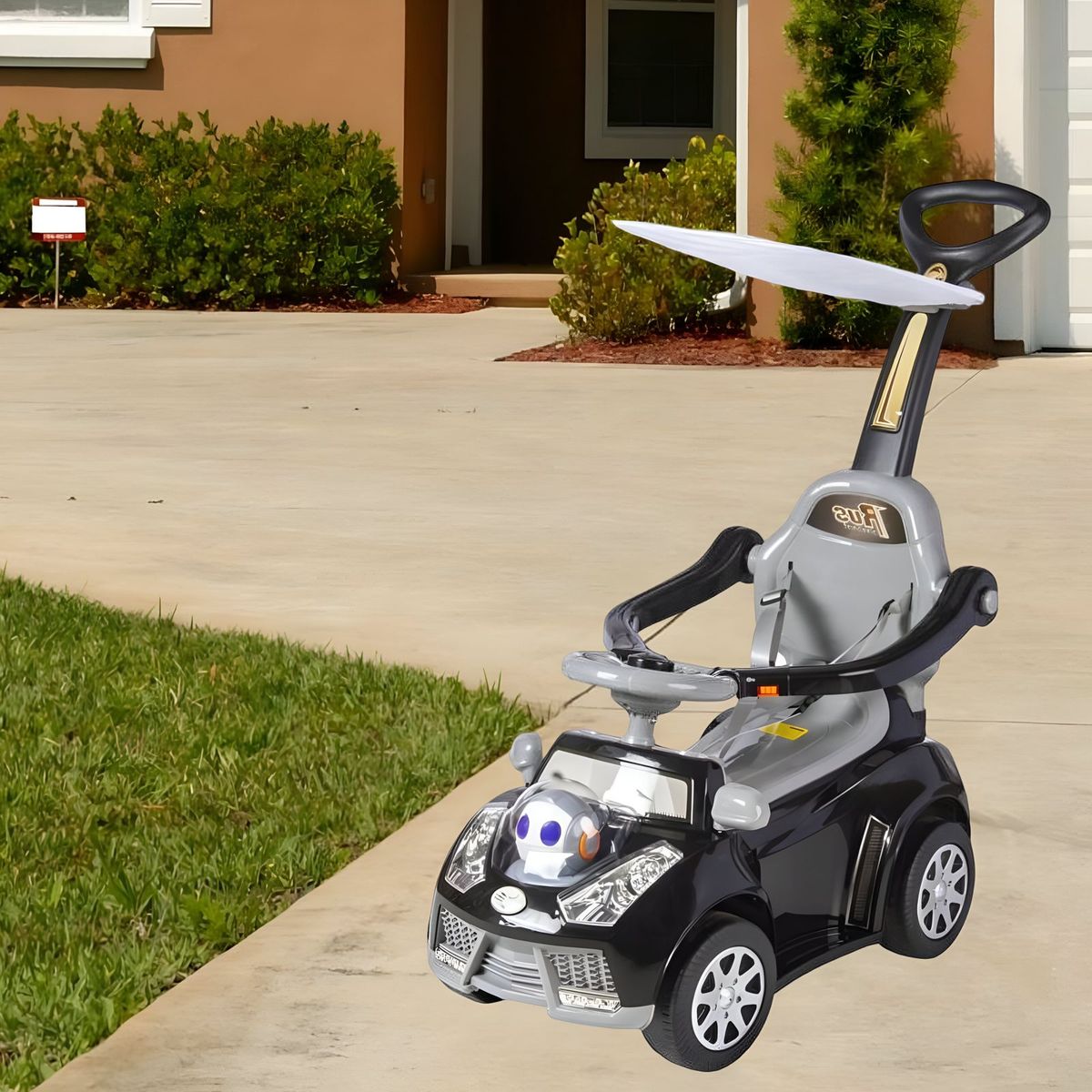 GENERICO - CORREPASILLO MONTABLE CON TOLDO ROBOT NEGRO