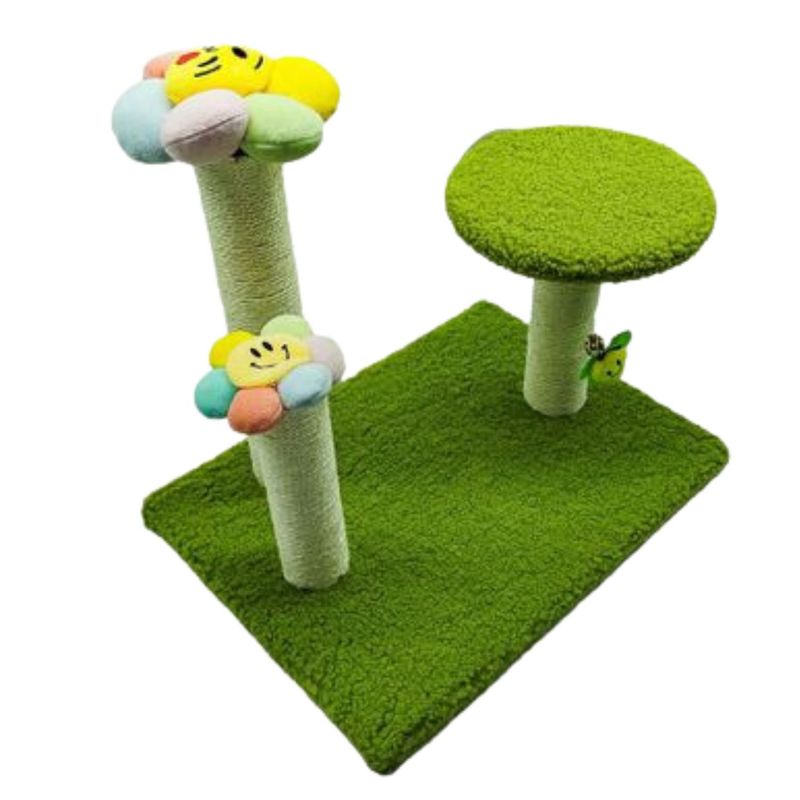 GENERICO - Rascador Para Gatos Base De Césped Doble Flor Abeja Juguete