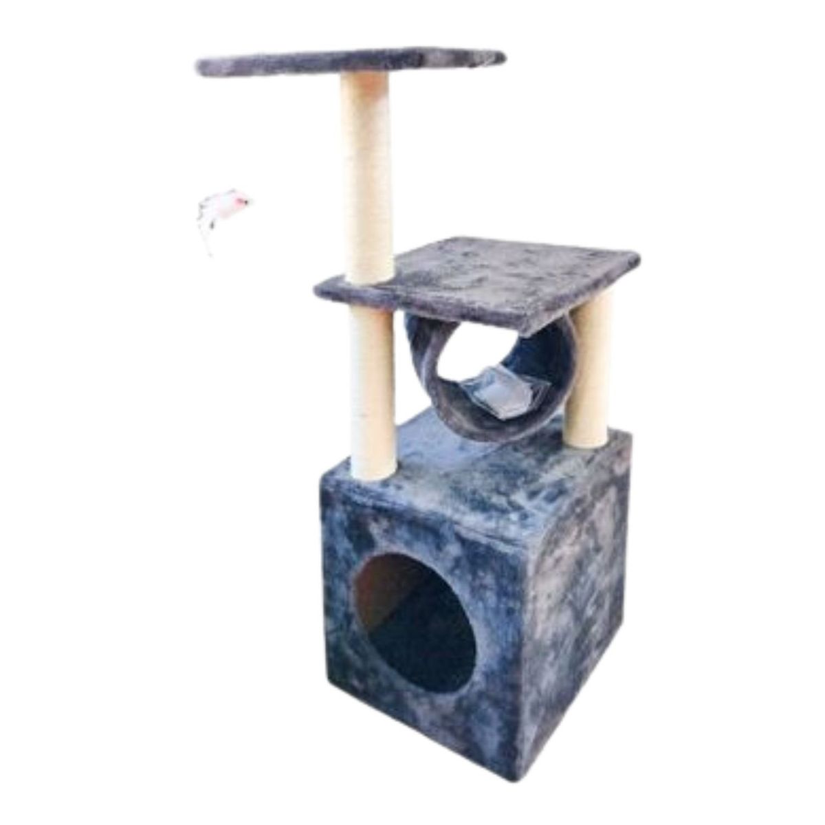 GENERICO - Torre Rascador Gris Para Gatos Con Cueva Tubo Y Plataformas