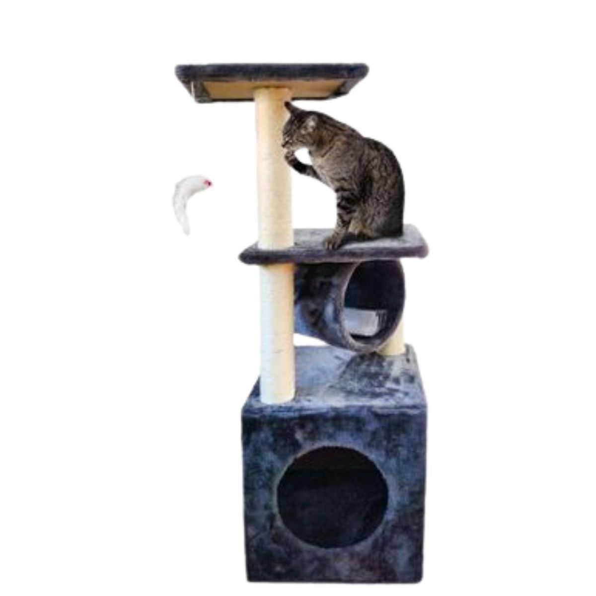 GENERICO - Torre Rascador Gris Para Gatos Con Cueva Tubo Y Plataformas