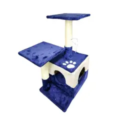 GENERICO - Rascador Grande Para Gatos Con Cueva Plataformas Azul 69cm