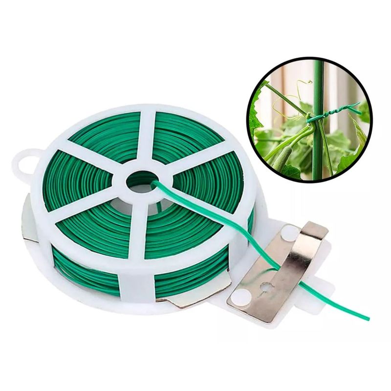 GENERICO - Alambre De Jardin En Bobina 50M Verde Para Sostener Plantas