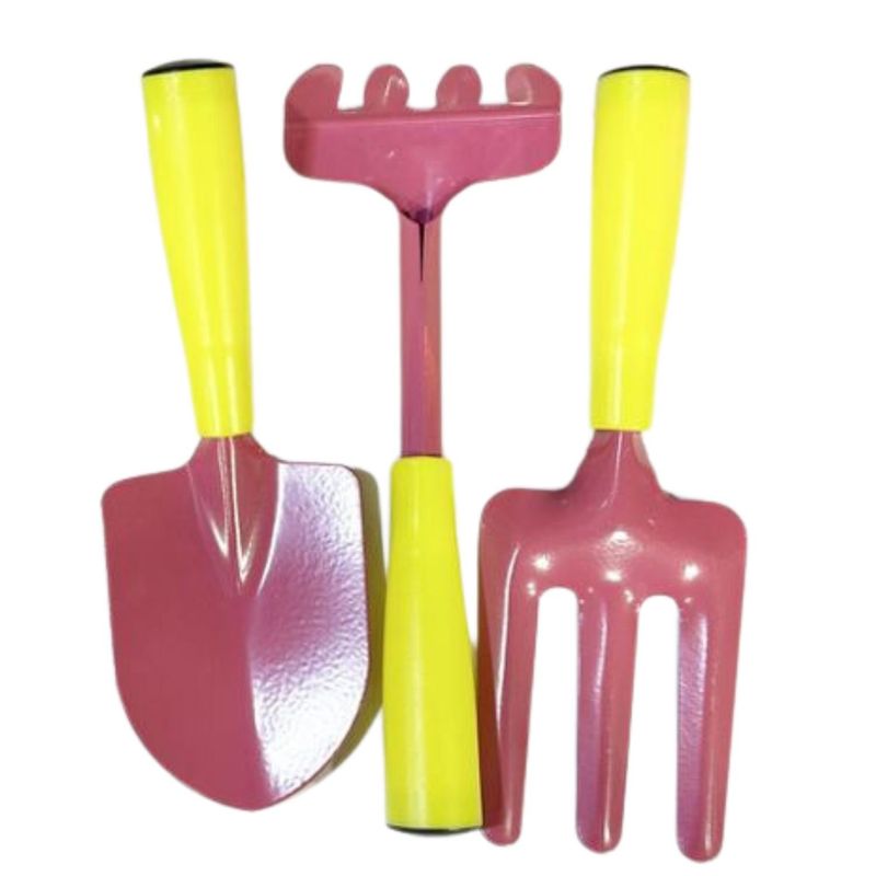 GENERICO - Mini Set De Herramientas De Jardin Con Mango Amarillo Y Rosa