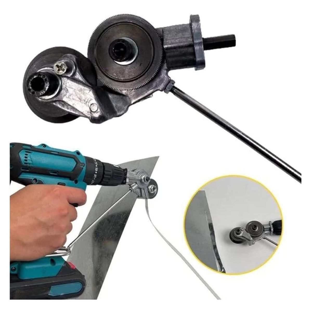 GENERICO - Cortador Auxiliar de Placas Metalicas Adaptador para Taladro