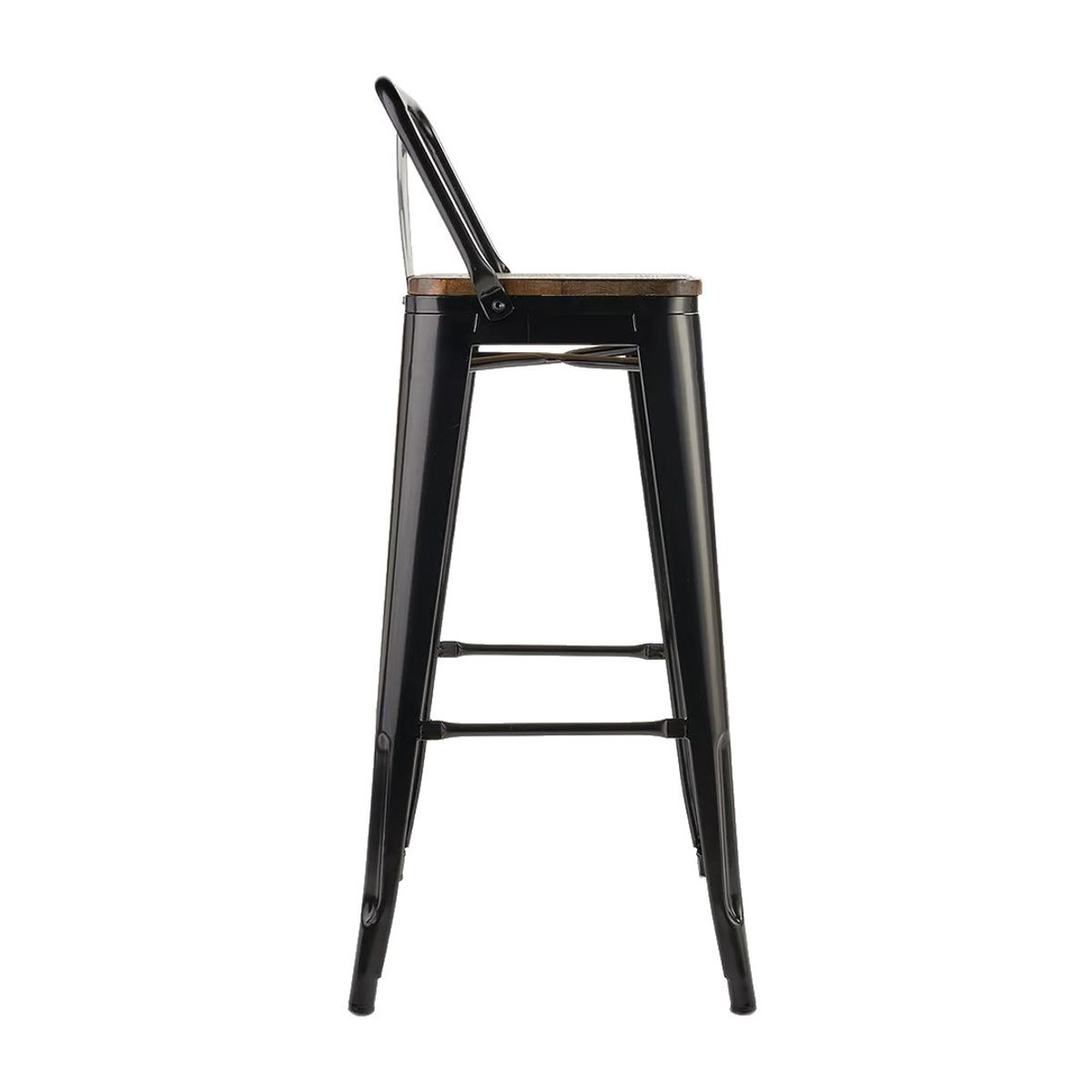 GENERICO - Tolix Silla de Bar Taburete 75cm Base de Madera Negro