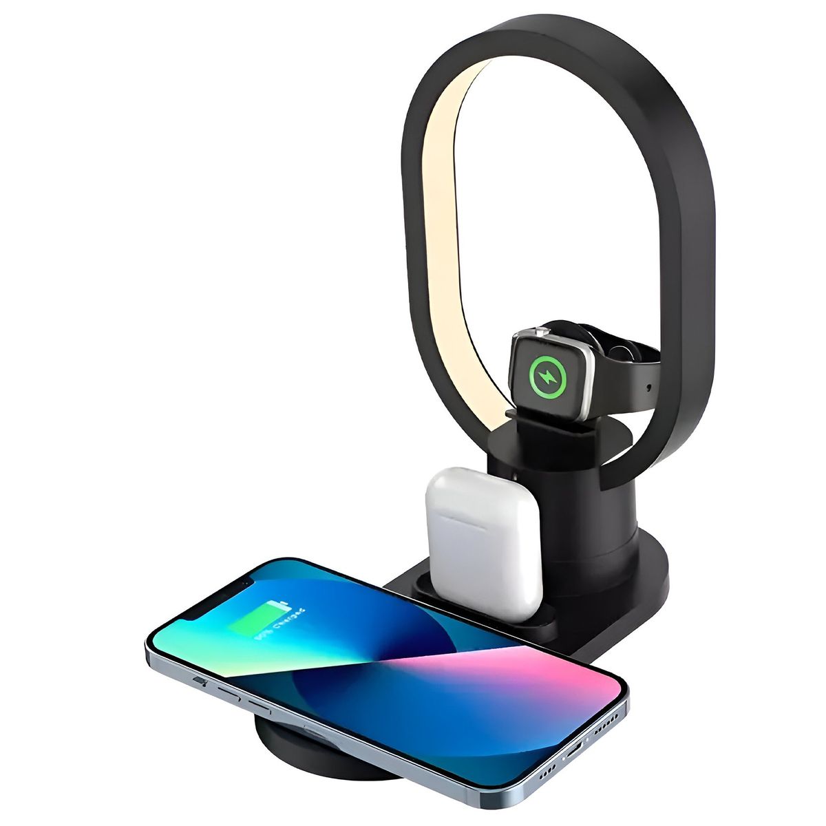 GENERICO - Estacion De Carga 4 En 1 Lampara Cargador Inalambrico 15w