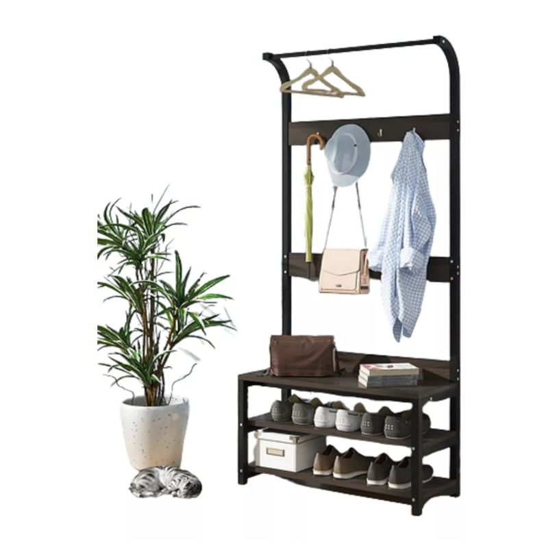 GENERICO - Mueble Perchero Zapatero Madera Clara