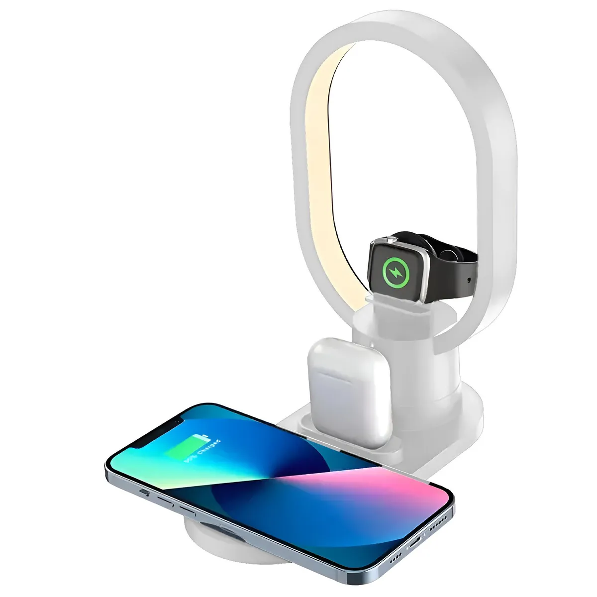 GENERICO - Estacion De Carga 4 En 1 Lampara Cargador Inalambrico 15w