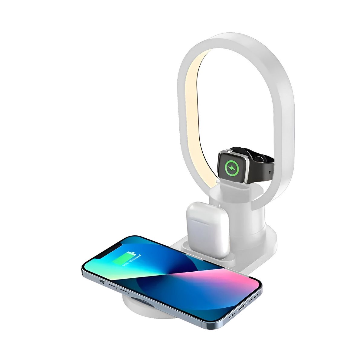 GENERICO - Estacion De Carga 4 En 1 Lampara Cargador Inalambrico 15w