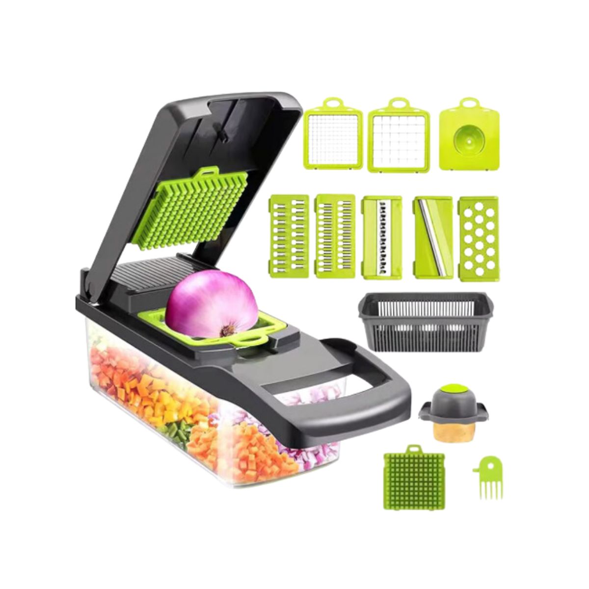 GENERICO - Cortador Picador De Verduras y Frutas Manual 15 En 1
