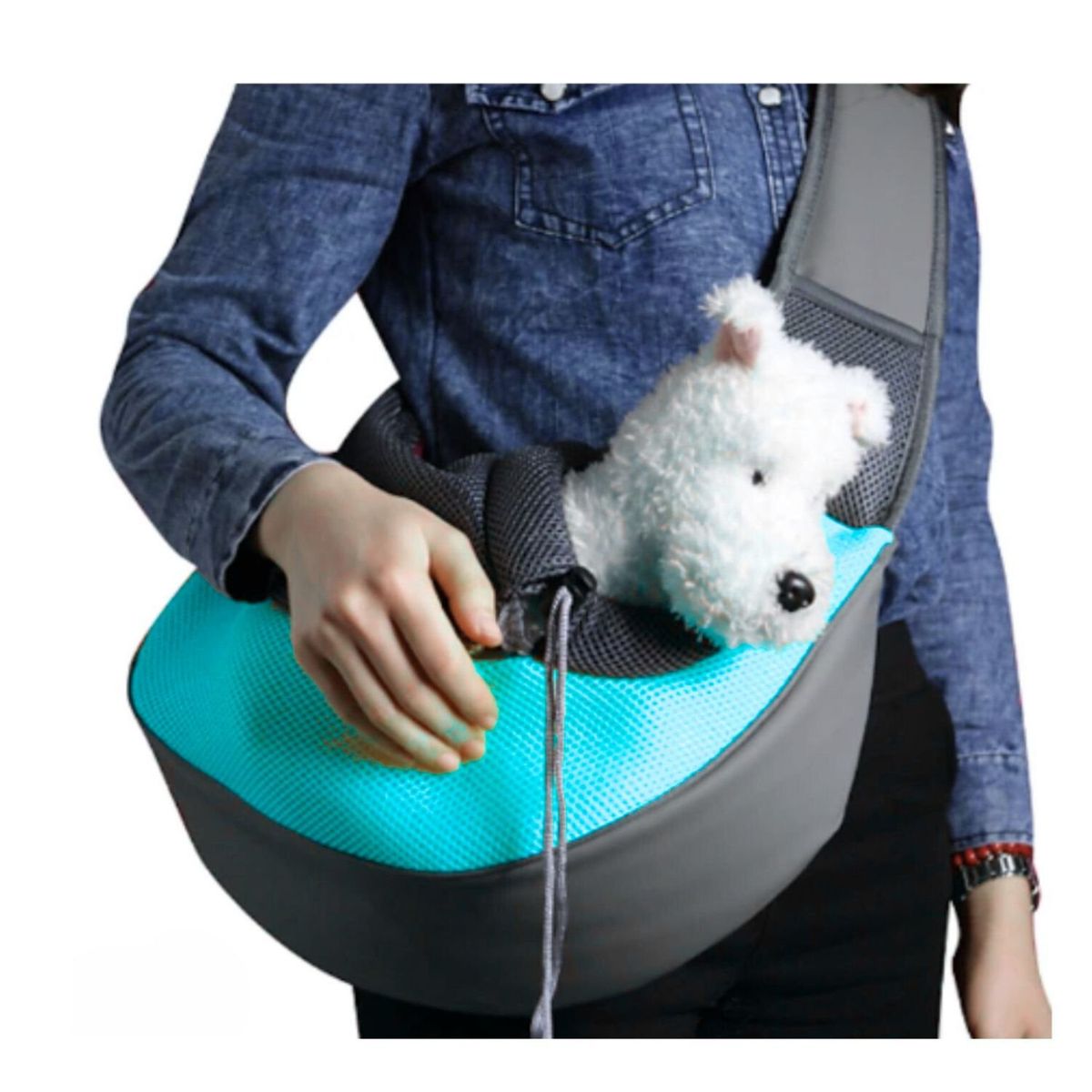 GENERICO - Bolso De Transporte Cruzado Para Mascotas Ventilado Azul