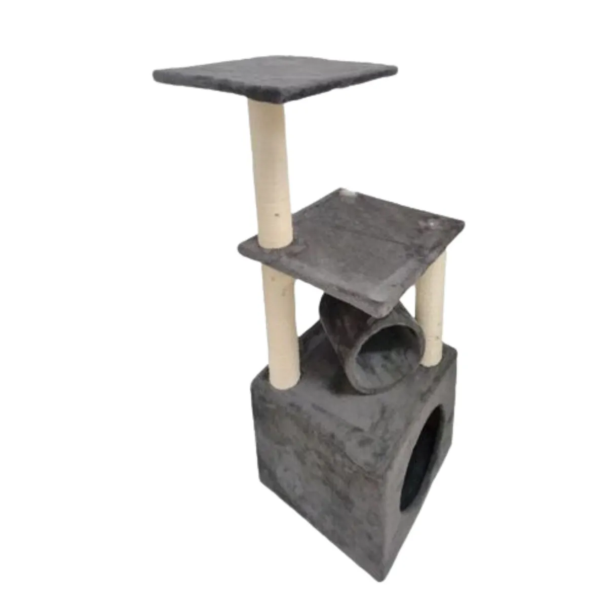 GENERICO - Torre Rascador Gris Para Gatos Cuevas Plataformas Juguete