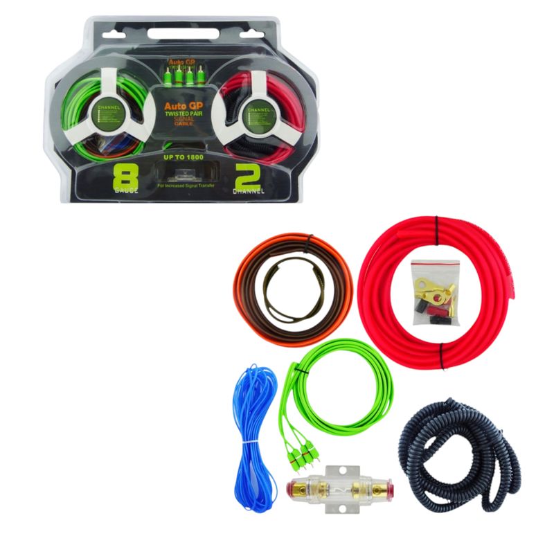 GENERICO - Kit De Cables Para Amplificador Hasta 1800 Watt De 8 Gauge