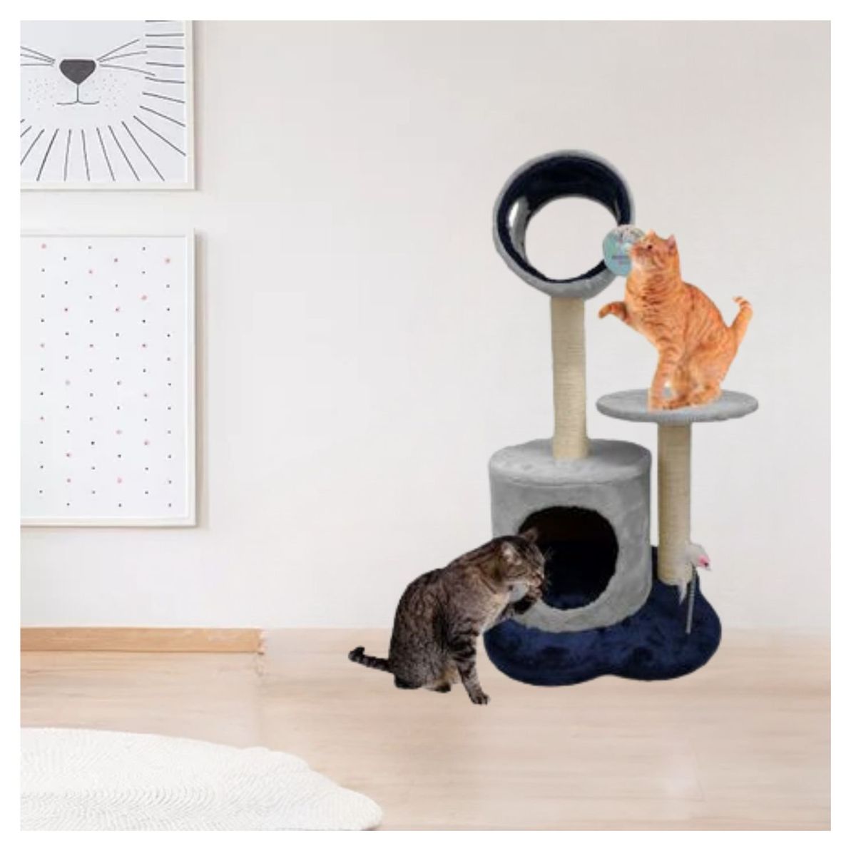 GENERICO - Rascador Para Gatos Con Cuevas Plataforma Y Túnel Superior