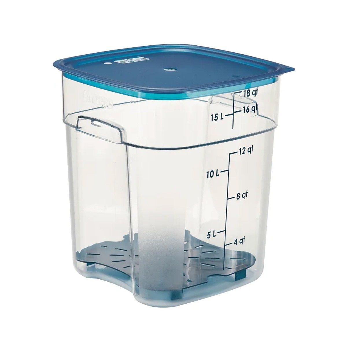 CAMBRO - DRENAJE AZUL RECIPIENTE GRADUADO POLICARBONATO 12 18 Y 22 LTS