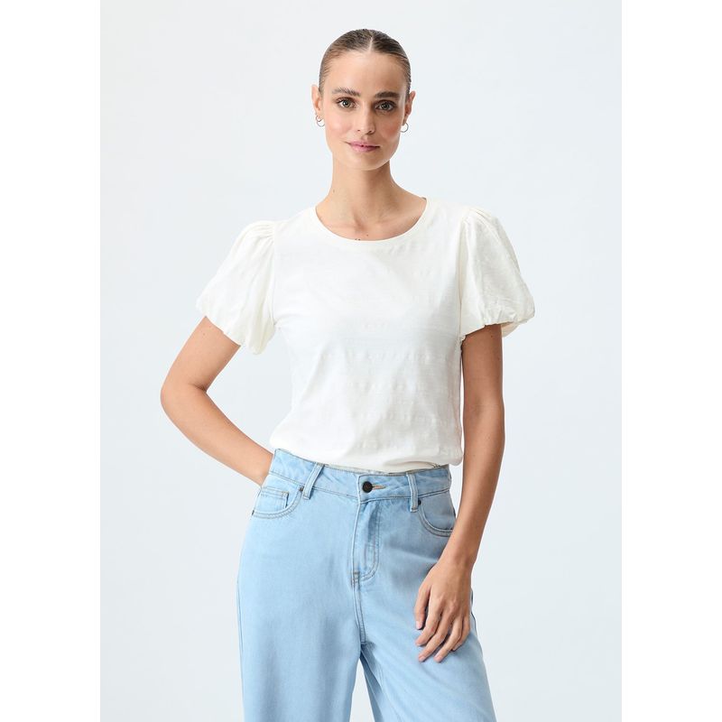 IO - Polera Manga Corta Crudo Mujer Io