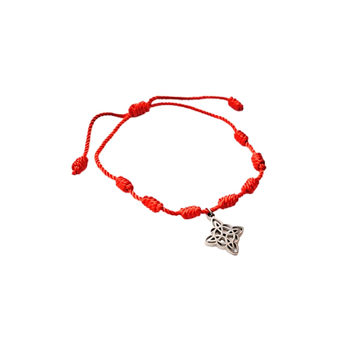 GENERICO - Pulsera roja 7 nudos con dije nudo de bruja