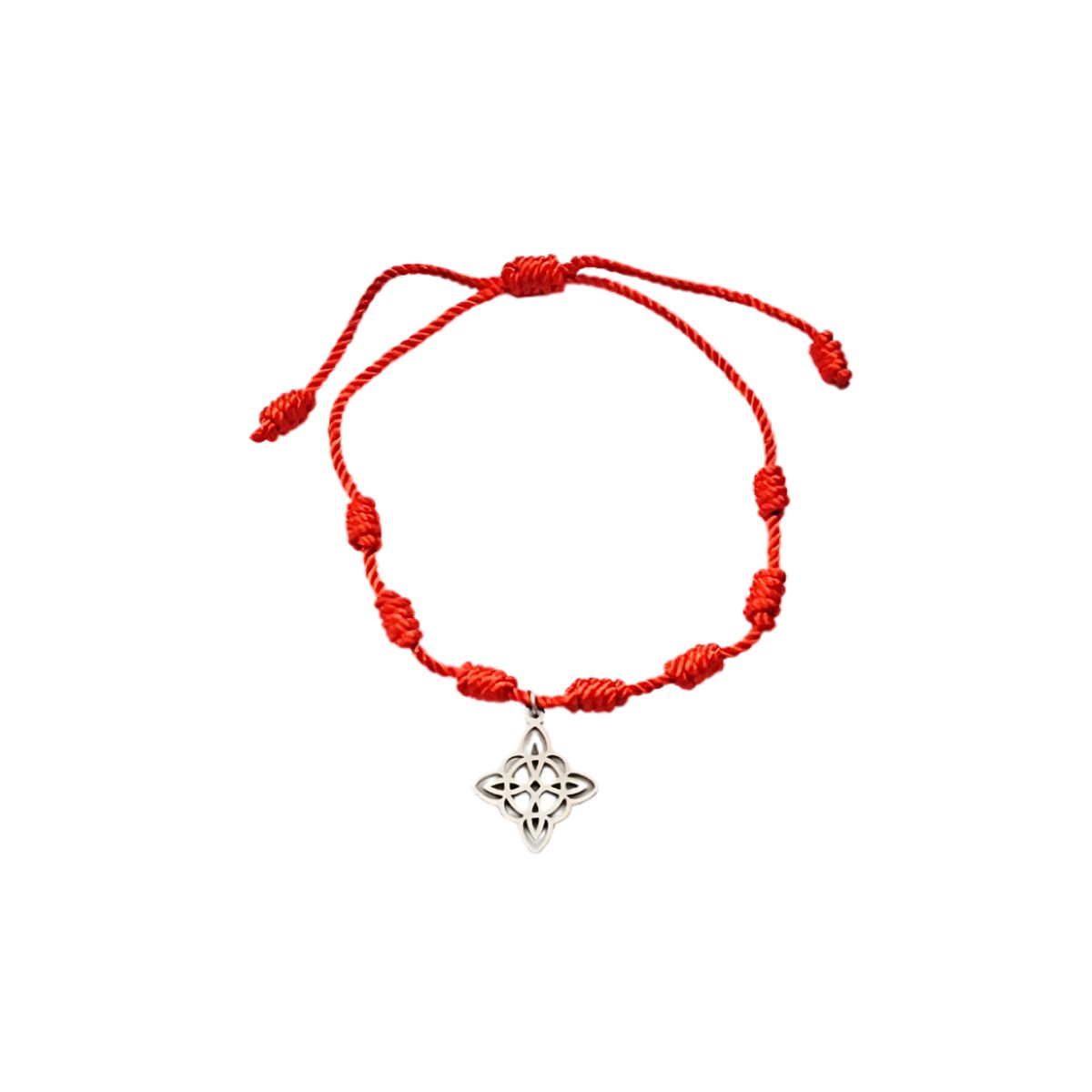 GENERICO - Pulsera roja 7 nudos con dije nudo de bruja