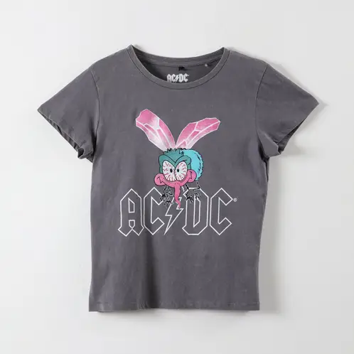 AC DC - Polera Manga Corta Mujer Logo Negro