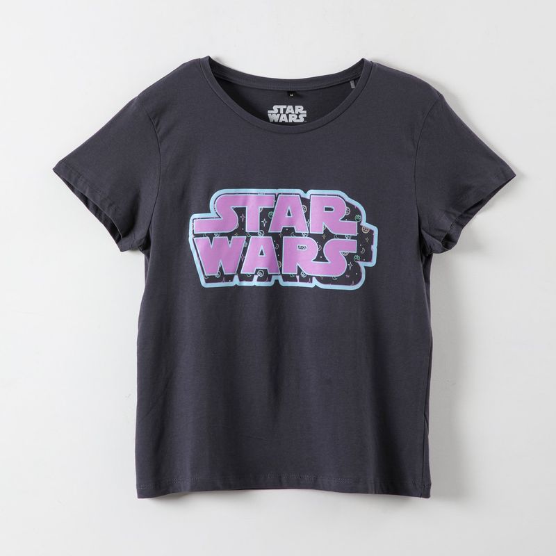 STAR WARS - Polera Manga Corta Mujer Logo Negro Star Wars