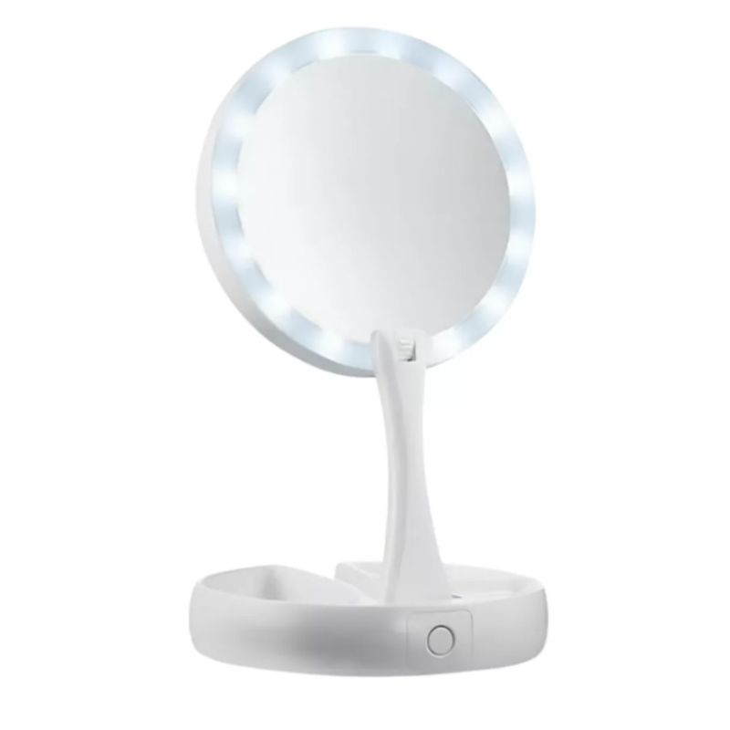 GENERICO - Espejo Con Luz Led Para Maquillaje Plegable + Aumento X 10