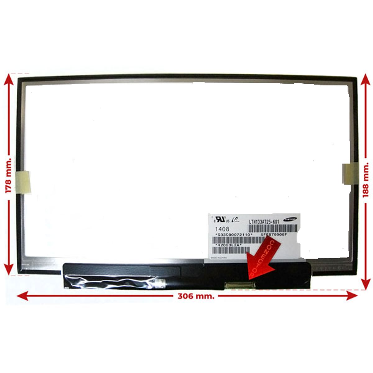 GENERICO - PANTALLA LED 13.3 SLIM 40 PIN HD SIN GANCHOS